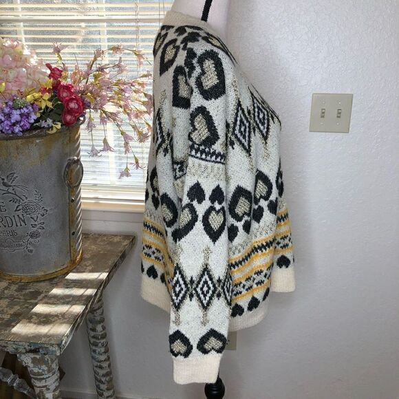 NEW ANDTHEWHY Cream, Black, and Gold Crew Neck Sweater NWT - Picture 5 of 14
